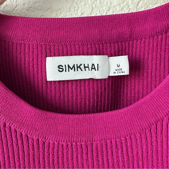 SIMKHAI Kenny Ribbed Bubble Mini Pink Dress SZ M - Picture 6 of 11